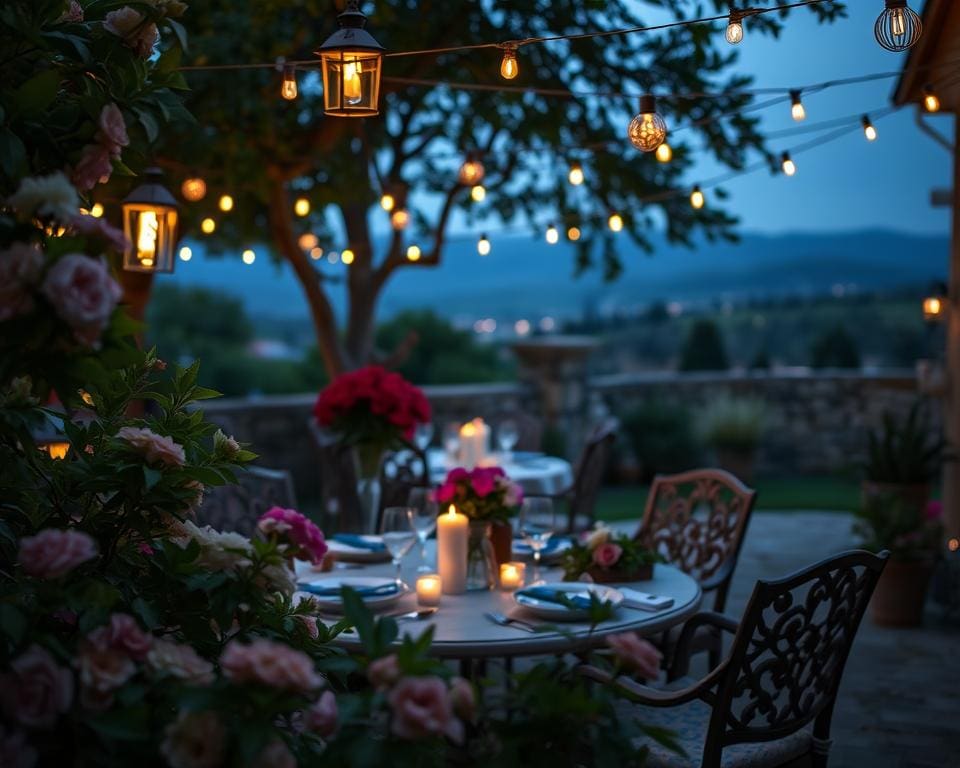 outdoor garden party lighting