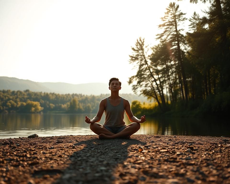 Meditation by the water for inner peace