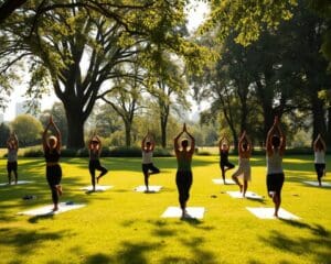 Morning yoga sessions in the park