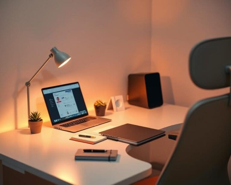 What desk setup boosts focus and comfort?