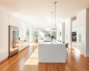 What is the ideal layout for an open-plan kitchen?