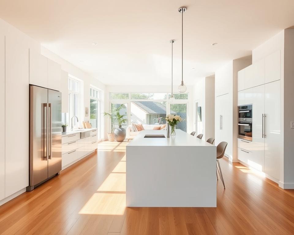 What is the ideal layout for an open-plan kitchen?