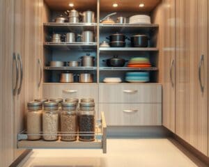 How can you organize your kitchen cabinets efficiently?